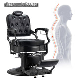 Winado Heavy Duty Vintage Recline Barber Chair Hydraulic with Headrest, Supports up to 700lbs & 360° Rotatable, Professional Salon Beauty Spa Shampoo Equipment (Square Backrest)