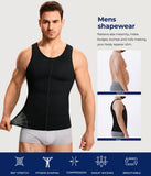 TAILONG Men Compression Shirt For Body Slimming Tank Top shaper Tight Undershirt Tummy Control Girdle (3X-Large, Black)