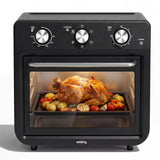 SMIRLY 6-in-1 Air Fryer Toaster Oven Combo, 27QT Convection Oven Countertop, 60 Min Timer, 1800W Oven for Toast, Roast, Bake, Reheat, Broil, Warm, Fits up to a 5 lb Turkey, 12" Pizza, 8 Toast, Black