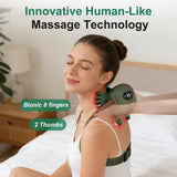 Human-Like Neck Massager with Heat for Pain Relief Deep Tissue, Cordless 4D Kneading Neck and Shoulder Massager Back Massager with Bionic fingers Massage and Screen, Ideal Gifts for Women Men