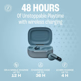 True Wireless Noise-Cancelling Closed-Stick Earbuds, 48Hrs Total Playback, Wireless Charging, 6 Mics (Blue) JBL