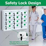 12-Slot Wall-Mounted Phone Locker Box with Key Lock - Secure Charging Cabinet for Schools, Offices & Events - Perfect Cell Phone Storage & Safety Solution