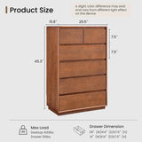 SUCSSRICH Solid Wood Dresser for Bedroom, Natural Solid Wood 6 Drawer Dresser,45.3" Tall Mid Century Modern Chest of Drawers, Closet Storage Organizer for Living Room, Bedroom