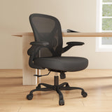 Keratee Ergonomic Office Chair Set of 10, Mesh Fabric Home Office Chairs with Adjustable Lumbar Support, 360° Swivel, and Flip-Up Armrests, Black