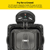 4.5 Liter Deep Fryer w/Basket Strainer, XL Jumbo Size, Adjustable Temperature & Timer, Perfect for Frying Chefman