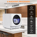 Smart Compact Dishwasher with 6 Wash Cycles & Dual Fill Technology, Countertop Portable for Modern Apartments, Dorms, and Boats – No Installation, Space-Saving Design with Self-Priming Mode