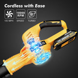 Leaf Blower Cordless with 2 Batteries and Charger, 21V Electric Leaf Blower with 2 Speed Modes