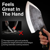 COOLINA Lixy Cleaver Chef Knife, 8.7-in Hand-forged High Manganese Clad Steel, Full Tang Butcher Knife, Razor Sharp Kitchen Knife for Camping, Outdoor Cooking, Slicing, Cutting Meat