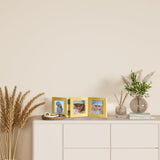 decorUhome Gold Triple 4x4 Picture Frame Vertical, MDGD08