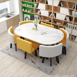 Oval Dining Table Set 6 Chairs Office Conference Reception Table Negotiation Business Coffee Table