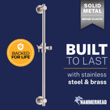 HammerHead Showers® Solid Metal 27.5 Inch Shower Slide Bar for Hand Held Shower Heads, Brushed Nickel | Adjustable Height Showerhead with Hose Rail System | Easily Adjust Height & Angle of Handshower