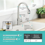 Touchless Kitchen Faucet with Pull Down Sprayer Brushed Nickel, Side Motion Sensor Kitchen Touchless Faucet with Water Line | Two Control Modes kicimpro