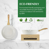 SENSARTE Nonstick Ceramic Cookware Set, 23 PCS Pots and Pans Non Toxic, PFAS & PFOA Free, Non Stick Healthy Kitchen Cooking Set with Stay-Cool Handles, White