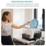Home Zone Living Large 2-Tier Stainless Steel Dish Drying Rack with Drain Pipe and Utensil Holders