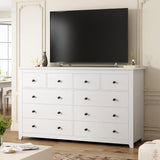 EnHomee 10 Drawer Dresser for Bedroom, Large Dressers & Chests for Bedroom,Modern White Wood Dresser for Clothes and Office Supplies, Multifunctional as TV Stand, Entryway Organizer Storage Cabinet