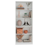 Tuhome Basic 71" H x 29" W Bookcase Display Cabinet with 5-Tier Open Display Shelves, Cabinet for Living Room or Bedroom, White