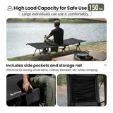 ONETIGRIS SUPRANUBIS Camping Cot, Height Adjustable with Cot Leg Extenders, Strong Support 330lbs, Lightweight Comfortable Folding Bed for Camping, Hiking, Travel, Truck, Beach, Office Nap