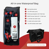CAMPLUX 1.32 GPM Portable Outdoor Tankless Water Heater Propane Instant Hot Camping Shower Pump w/Freestanding Stand and Carry Bag, AY132GMax, Gray