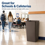 Getzi 5 Pack Brown 50 Gallon Square Commercial Trash Can, Heavy Duty Resin Waste Bin