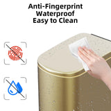 KSSKSS 2.6 Gallon Slim Bathroom Trash Can with Soft Close Foot Pedal, 10L Stainless Steel Garbage Can with Removable Liner Bucket, for Narrow Spaces, Bedroom, Gold