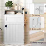 Freestanding Trash Can Cabinet, Wooden Recycling with Flip Door, 10 Gallon Hidden Kitchen Garbage Can for Kitchen