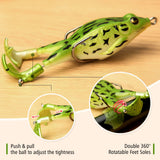 Topwater Frog Lure Bass Trout Fishing Lures Kit Set Realistic Prop Frog Soft Swimbait Floating Bait with Weedless Hooks for Freshwater Saltwater（Pack of 5）