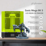 phrozen Sonic Mega 8K S LCD/MSLA Resin 3D Printer, 43 µm High Resolution, 15 inch Mono LCD Screen