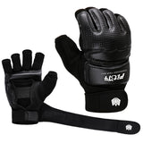 FitsT4 Sports Half Mitts MMA Training Boxing Punch Bag Kickboxing Sparring Grappling Martial Arts Muay Thai Taekwondo Wrist Wraps Support Gloves for Women Men Black XL FitsT4 Sports