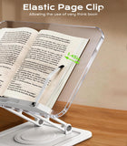 LOXP Ergonomic Book Stand for Reading, 360° Rotating Holder with Page Clip