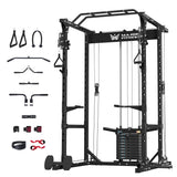 MAJOR FITNESS Power Cage Drone1 Premium- Multi-Function Power Rack for Home Gym, Squat Rack with Pull-up Bar, Cable Crossover System, J-Hooks, for Strength Training, Heavy-Duty Steel Construction