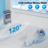 Uthfy 1800 CFM Evaporative Air Cooler, 3-IN-1 Swamp Cooler Air Conditioner with Copper Motor, 5.3 Gallon Water Tank, 6 Ice Packs, 12H Timer, 120°Oscillation, Cooling Fan for Bedroom, Office, Garage