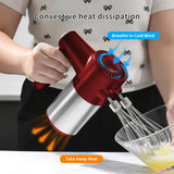 DOAROCA 7-Speed Cordless Hand Mixer for Baking - Electric Handheld Mixer with 6 Stainless Steel Attachments, Turbo Boost, Digital Display, Lightweight Cake Mixer for Eggs, Cream, Cookie Dough (Red)
