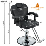 Aurofurz Barber Chairs for Barbershop,Reclining Salon Chairs for Hair Stylist with Heavy Duty Hydraulic Pump/Headrest/Footrest,360° Rotation, Tattoo Chair Shampoo Equipment for Beauty Shop