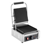 VEVOR Commercial Panini Grill, 1800W Electric Sandwich Panini Maker, Stainless Steel Sandwichs Press Grill with Handle and Temp Control, 8.8x9 in Full Grooved Enamel Plate for Hamburger Steak Bacon