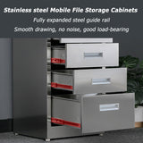 ZHONGXINHUIYIN Stainless Steel File Cabinet with Lock, Under Desk Mobile File Cabinet for Home Office
