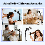 Rmnhd Hair Dryer Holder Stand, Hands Free Blow Dryer Stand with Clamp, Adjustable Height & 360° Rotating Hair Dryer Stand for Home & Salon Styling, Foldable & Stable