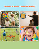 Outdoor Game Set, Giant Tic Tac Toe Games 4.5FT x 4.5FT Double-Sided, 26" Dart Board with Sticky Balls, Soft Plastic Cones Ring Toss for Kids Adults Family Outside Carnival Lawn Yard Party Games