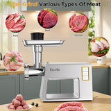 Facelle Electric Meat Grinder for Home Use #5, Powerful Motor 2000W Max (300W rated), SUS Blades & 3/5/7mm Grinding Plates,Sausage Stuffer & Kubbe Kit, Food Grinder for Burgers, Kibbeh, Beef Sticks