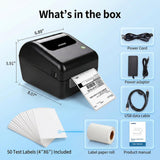 Bluetooth Thermal Shipping Label Printer with Built-in Label Bin, Wireless 4x6 Label Printer for iPhone, Android, Windows & Mac, Includes 50 Labels, Works with USPS, UPS, Amazon, Etsy, Shopify, Black