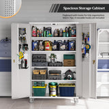 VINGLI Upgraded Wide & Deep Garage Storage Cabinet, Metal Storage Cabinet with Pegboards, Wheels, Locking Doors and Adjustable Shelves (Gray, 43''W x 20''D x 72''H)