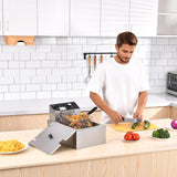 Deep Fryer with Basket, 1700w 9.1Qt Oil Tank/ 4Qt Basket, Stainless Steel Countertop Electric Fryer for Home and Commercial Use, Oil Fryer with Temperature Control and Double Overheat Protection