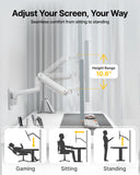 monTEK Single Monitor Wall Mount, 17–49" Gas Spring Arm, Up to 44 lbs，White