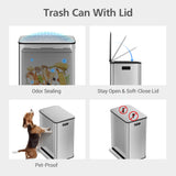 GarveeHome 60 L/16 gal Kitchen Trash Can,2×8 gal Pedal Trash Bin with Removable Baskets,Stainless Steel Garbage Can