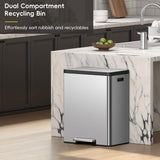 rash Can with Recycle Bin, Stainless Steel Garbage Can with Lid