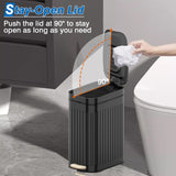 Small Bathroom Trash Can with Air Freshener Soft Close Lid, 6 Liter/ 1.6 Gallon Stainless Steel Garbage Can with Removable Inner Bucket, Black