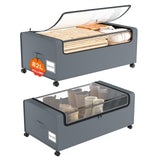 Webetop 12 inch Under the Bed Storage Bins with Clear Lid, Under Bed Storage Containers with Wheels for Underneath Small Spaces Dorms, Blankets (2 Pack, Grey, 30.7"x17.3"x12")