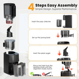Cold Press Juicer, 5.5inch Wide Feed Chute Juicer Machine, Slow Masticating Juicer for Whole Vegetables & Fruits, Black