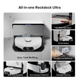 roborock S8 Max Ultra with Auto Water Refilling and Drainage System Robot Vacuum and Mop, FlexiArm Design, Smart Dirt Detection, Self-Emptying, 8000Pa Suction for Various Floors, Pet Hair, White