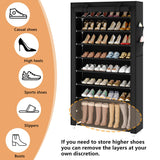 Laiensia 9-Tier Vertical Shoe Rack Organizer, Space Saving Shoe Storage Organizer, Non-Woven Cover Shoe Shelf Holds 36-45 Pairs for Bedroom, Hallway, Closet Entryway, Black