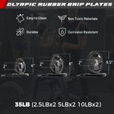 RitFit Barbell Weight Set - 4/6FT Olympic Barbell with Weight Plates (55-275LB Total) - Weightlifting Equipment for Squats, Curls, Deadlifts, Presses, 4FT Black/Blue Bar with 35LB Plates